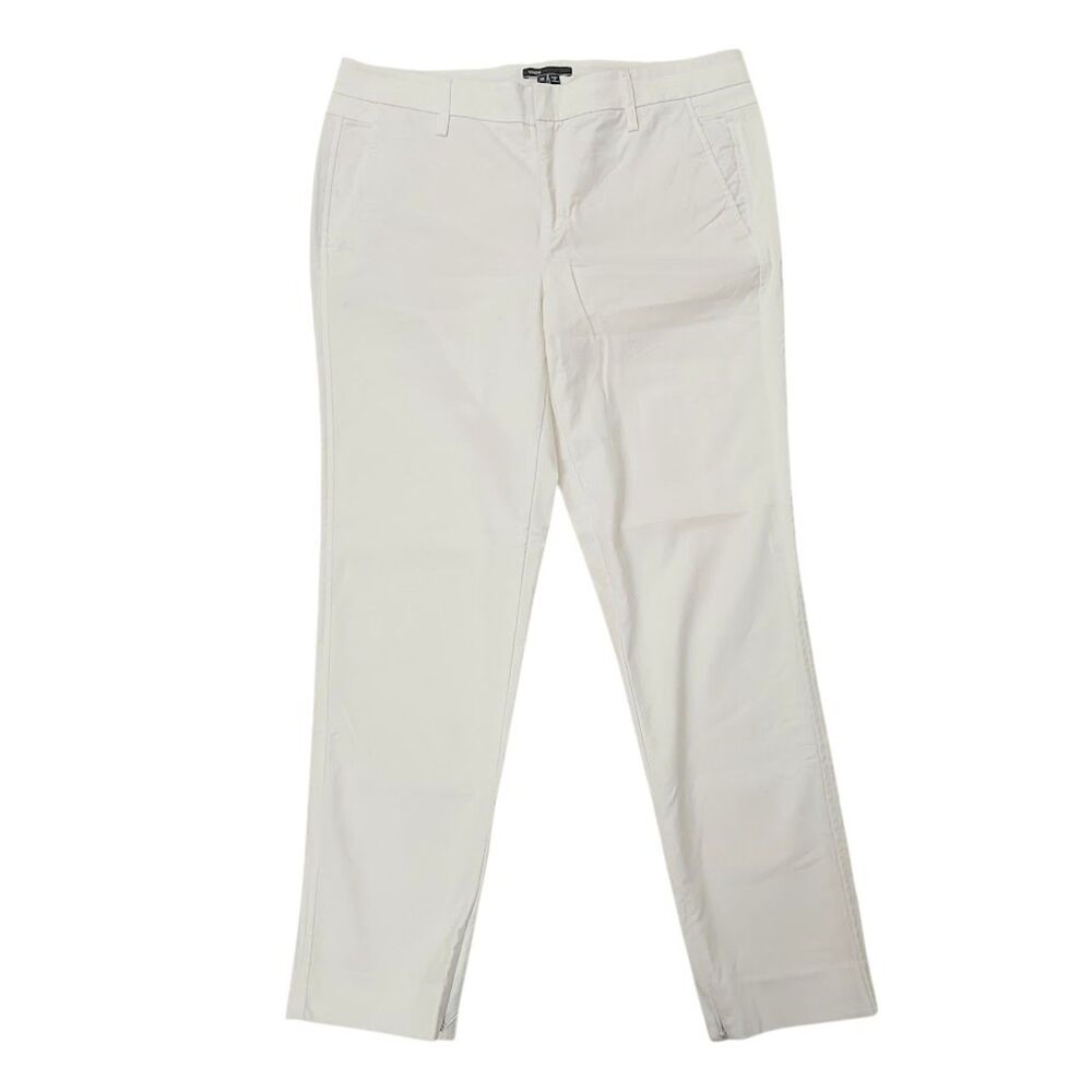 Vince Trousers Pants Womens 10 White Cotton Blend Stretch Twill Tapered Comfort